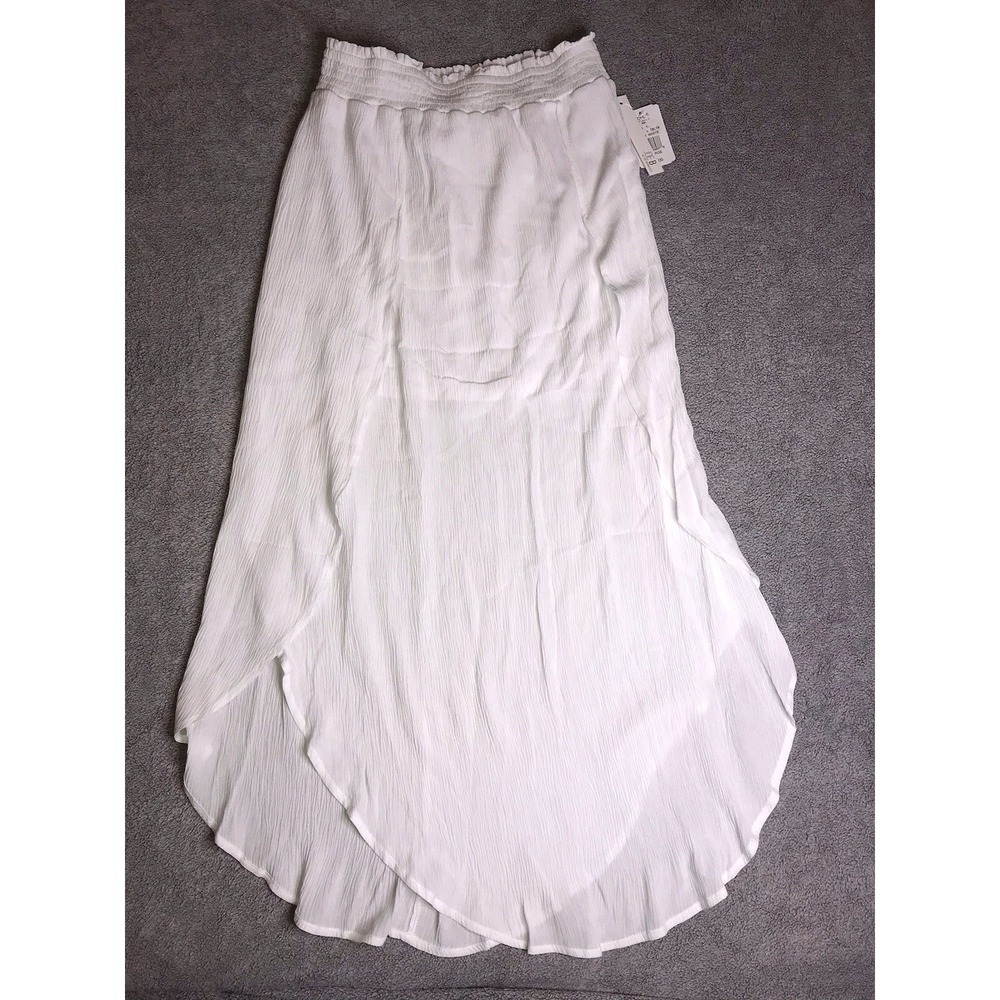 NEW Joe B Gauzy White Mini / Maxi Skirt Tulip Smocked Waist Large Benbassett